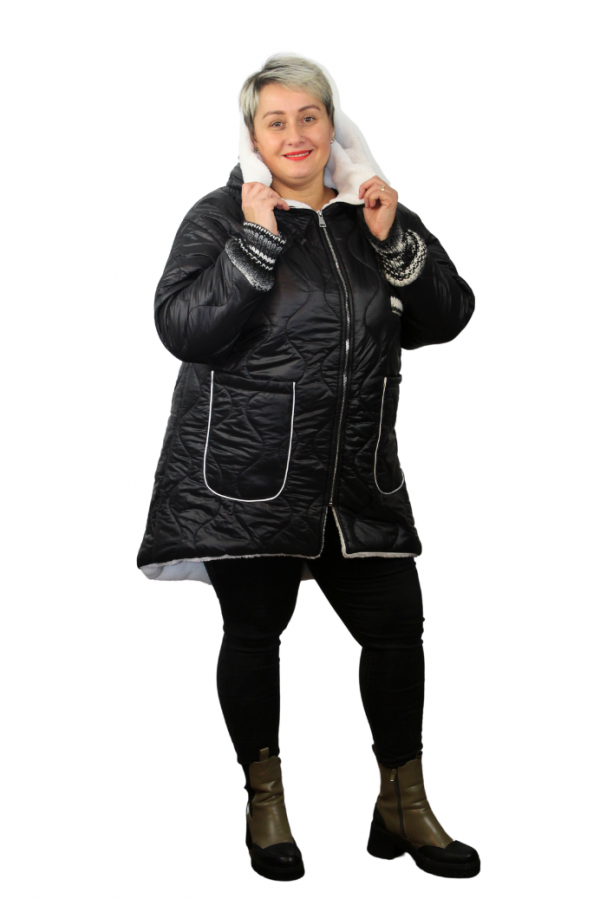 Čierna zateplená bunda na zimu pre moletky